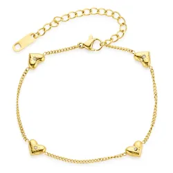 vanntett hjerte armbånd i forgylt stål - OCEANA