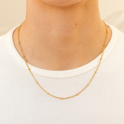 vanntett kule halskjede i forgylt stål 45 cm x 2,8 mm  - OCEANA