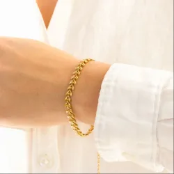 vanntett armbånd i forgylt stål 17 + 5 cm x 5,9 mm  - OCEANA