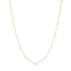 vanntett perle halskjede i forgylt stål 45+5 cm x 4,2 mm  - OCEANA