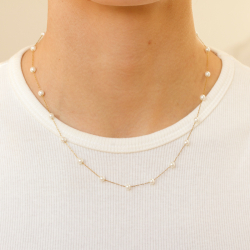 vanntett perle halskjede i forgylt stål 45+5 cm x 4,2 mm  - OCEANA