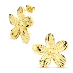 vanntette blomst øredobber i forgylt stål - OCEANA