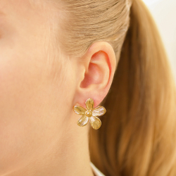 vanntette blomst øredobber i forgylt stål - OCEANA