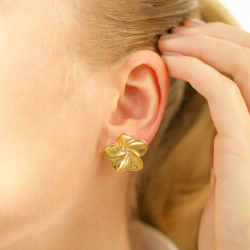 vanntette blomst øredobber i forgylt stål - OCEANA