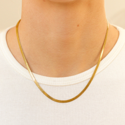 vanntett slangehalskjede i forgylt stål 40+5 cm x 3 mm  - OCEANA