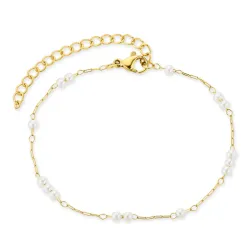 vanntett perle armbånd i forgylt stål - OCEANA