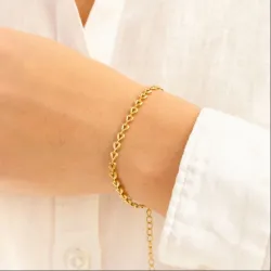 vanntett hjerte armbånd i forgylt stål - OCEANA