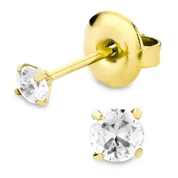 3 mm vanntette solitaireørepynt i forgylt stål - OCEANA