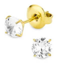 5 mm vanntette solitaireørepynt i forgylt stål - OCEANA