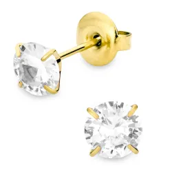 6 mm vanntette solitaireørepynt i forgylt stål - OCEANA