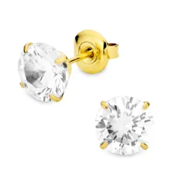 8 mm vanntette solitaireørepynt i forgylt stål - OCEANA