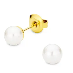 6 mm vanntette perle ørestikker i forgylt stål - OCEANA