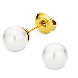 7 mm vanntette perle ørestikker i forgylt stål - OCEANA