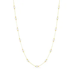 vanntett perle halskjede i forgylt stål - OCEANA