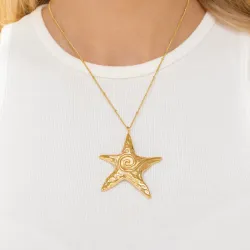 vanntett stjerne halskjede i forgylt stål - OCEANA
