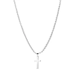 vanntett halskjede i stål med korsanheng i stål