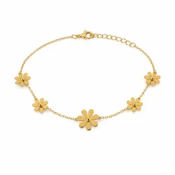 vanntett blomst armbånd i forgylt stål - OCEANA