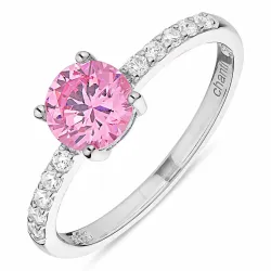 rosa zirkon ring i sølv