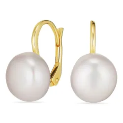 perle øredobber i forgylt sølv