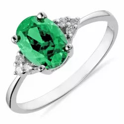 Oval grønn zirkon ring i sølv