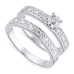 Bred hvit zirkon ring i sølv