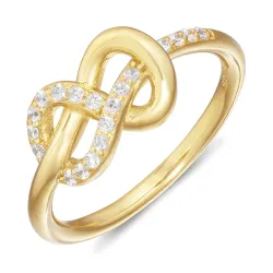 infinity zirkon ring i forgylt sølv