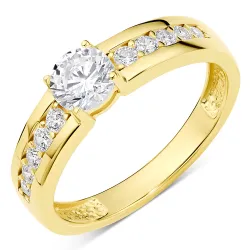 zirkon ring i forgylt sølv