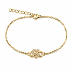hjerte infinity armbånd i forgylt sølv