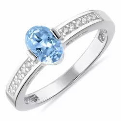 blå sølv ring i rodinert sølv