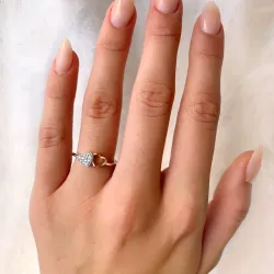 hjerte ring i sølv med forgylt sølv