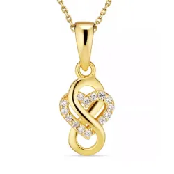 infinity zirkon halskjede i forgylt sølv med anheng i forgylt sølv