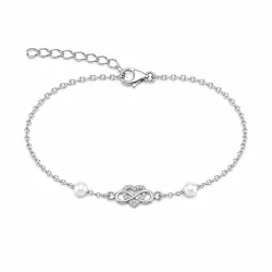 hjerte infinity armbånd i forsølvet messing