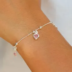 hjerte armbånd i sølv med anheng i sølv