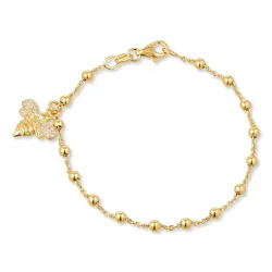 bie zirkon armbånd i forgylt sølv med anheng i forgylt sølv