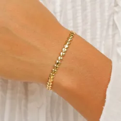 hjerte armbånd i forgylt sølv med anheng i forgylt sølv