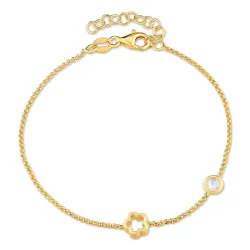 blomst armbånd i forgylt sølv med anheng i forgylt sølv