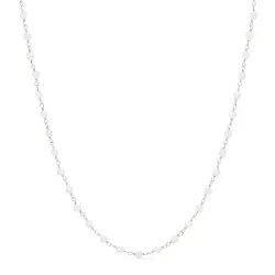 rund hvit perle halskjede i sølv 40 cm plus 5 cm x 3,3 mm