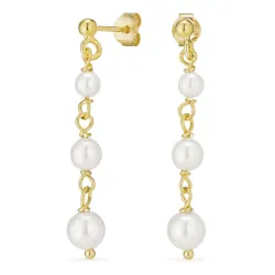 lange perle kjedeøreringer i forgylt sølv