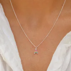 bokstav a multifarget zirkon halskjede i sølv - My Letter