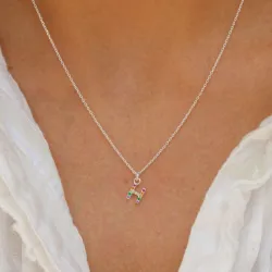 bokstav h multifarget zirkon halskjede i sølv - My Letter