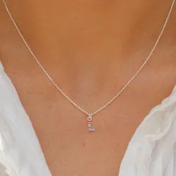 bokstav l multifarget zirkon halskjede i sølv - My Letter