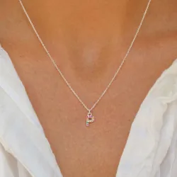 bokstav p multifarget zirkon halskjede i sølv - My Letter