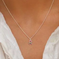 bokstav r multifarget zirkon halskjede i sølv - My Letter