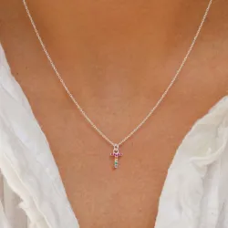 bokstav t multifarget zirkon halskjede i sølv - My Letter