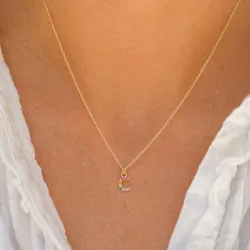 bokstav c multifarget zirkon halskjede i forgylt sølv - My Letter