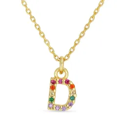 bokstav d halskjede i forgylt sølv - My Letter