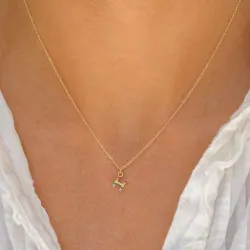 bokstav h multifarget zirkon halskjede i forgylt sølv - My Letter