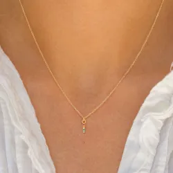 bokstav i multifarget zirkon halskjede i forgylt sølv - My Letter