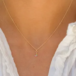 bokstav j multifarget zirkon halskjede i forgylt sølv - My Letter