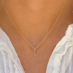 bokstav l multifarget zirkon halskjede i forgylt sølv - My Letter